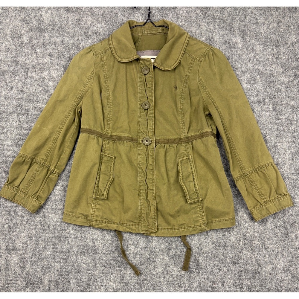 Abercrombie & Fitch Olive Green Utility Jacket Peter Pan Collar Womens Small